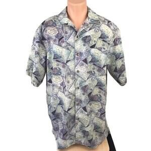 Men's Button Front Shirt Short Sleeves Size Large Roundtree & Yorke